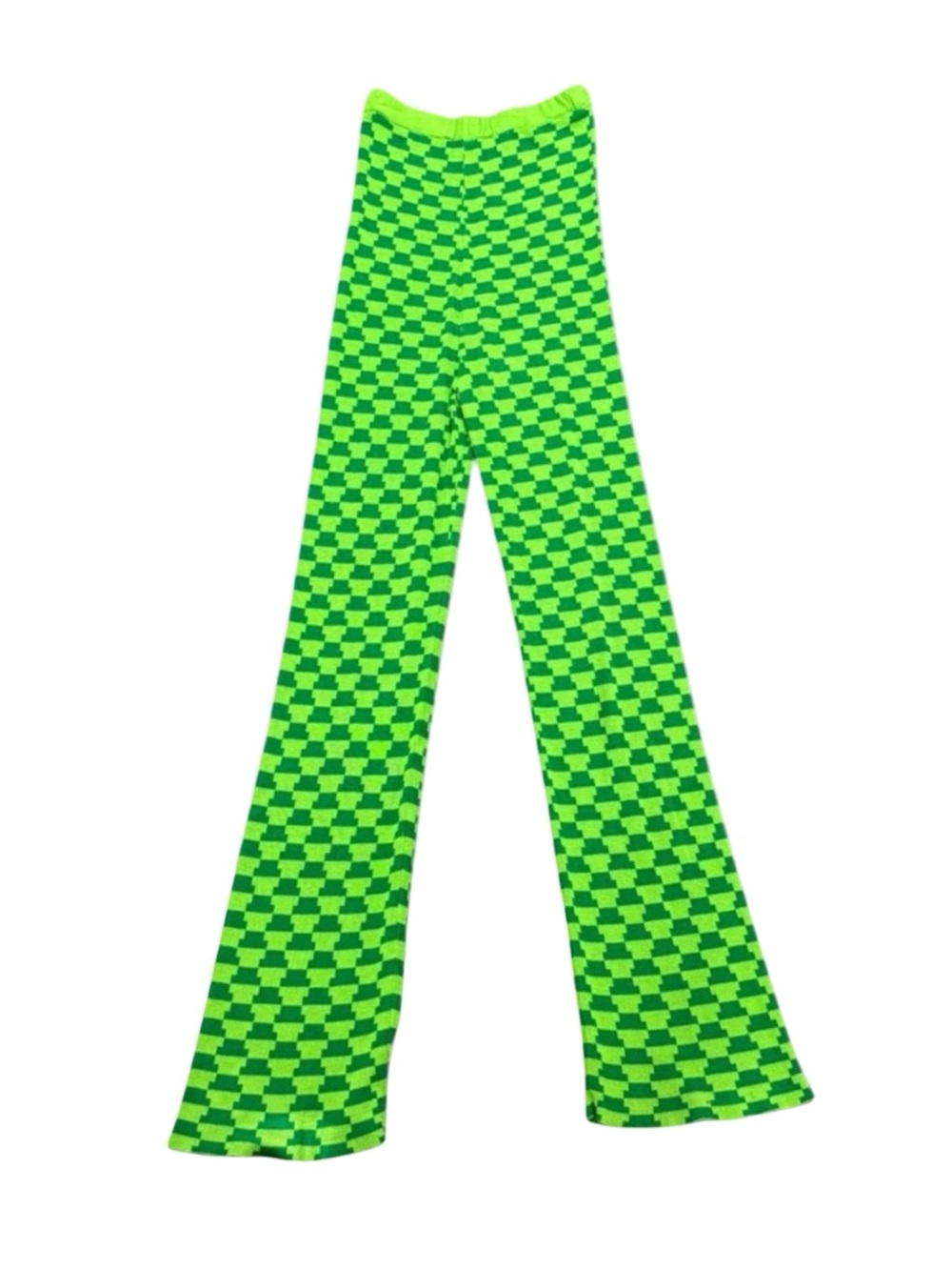 Women’s Lisa Says Gah Lime Green Geometric Leggings Viscose 2010s